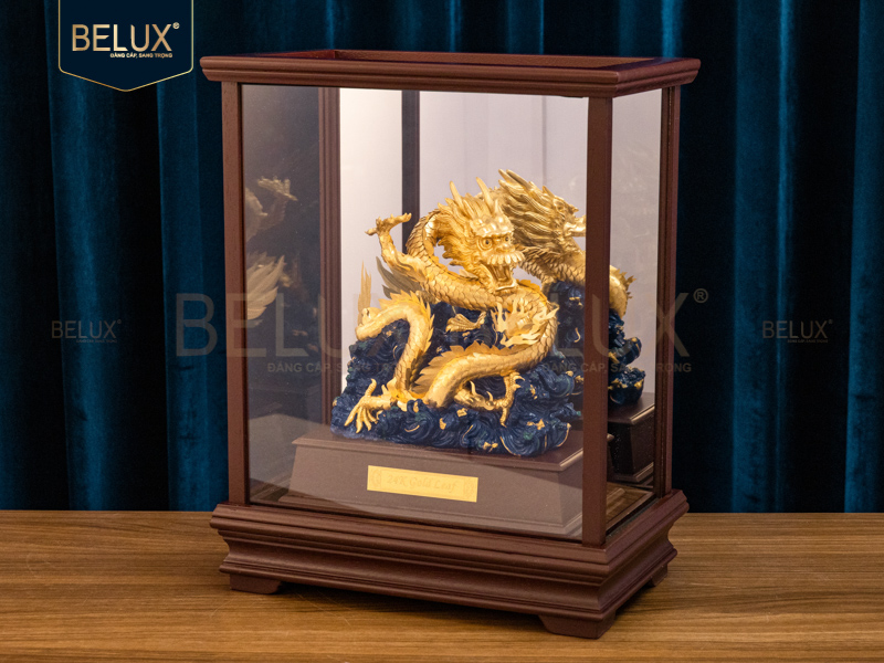 Tượng Rồng Ôm Ngọc dát vàng 24k&nbsp;28x17x36cm